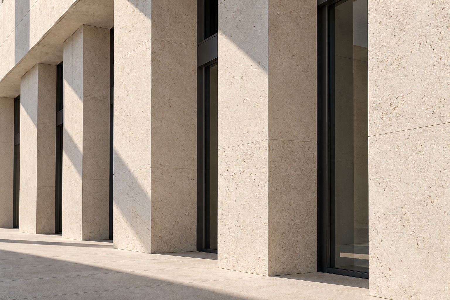 Illustrative modern architecture with pale concrete and soft shadows